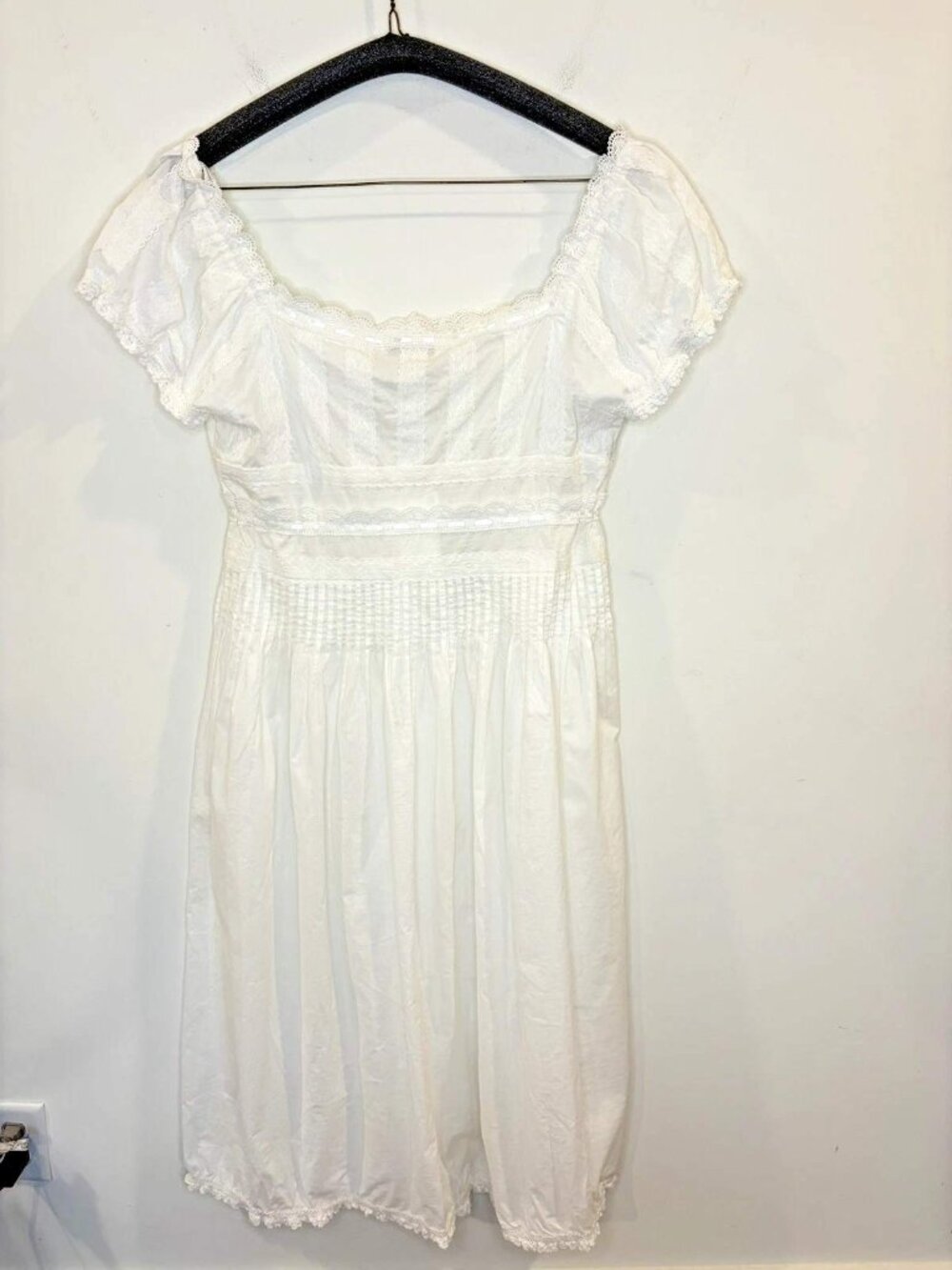 NWT Caroline Constas White Lace Cotton Midi Dress M Cottagecore Boho Milkmaid - Picture 4 of 16